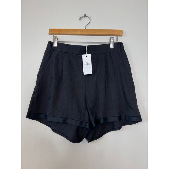 NWT Just Bee Queen Mia Black Linen Casual Women's Short Size: Medium - Picture 2 of 6